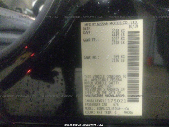 Photo 8 VIN: 1N4BL4EW7LC175021 - NISSAN ALTIMA 