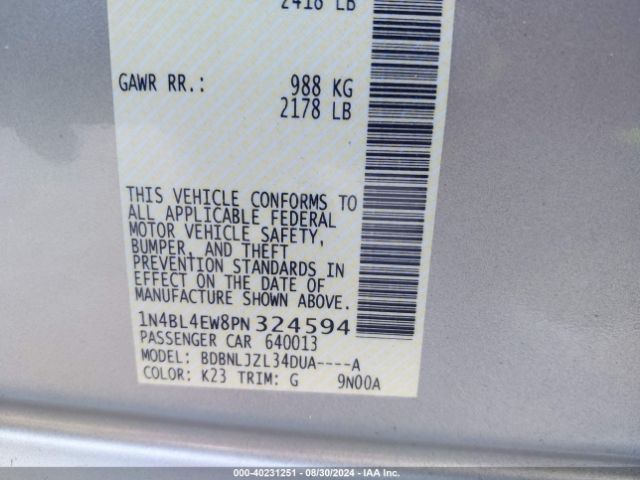 Photo 8 VIN: 1N4BL4EW8PN324594 - NISSAN ALTIMA 