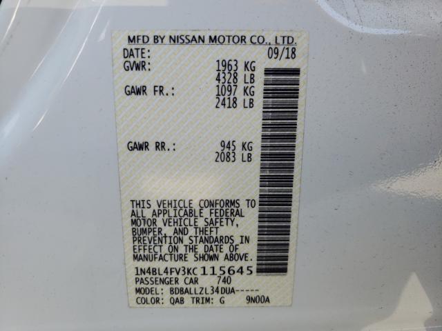 Photo 9 VIN: 1N4BL4FV3KC115645 - NISSAN ALTIMA PLA 