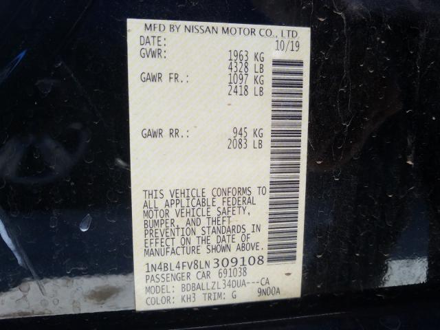 Photo 9 VIN: 1N4BL4FV8LN309108 - NISSAN ALTIMA 