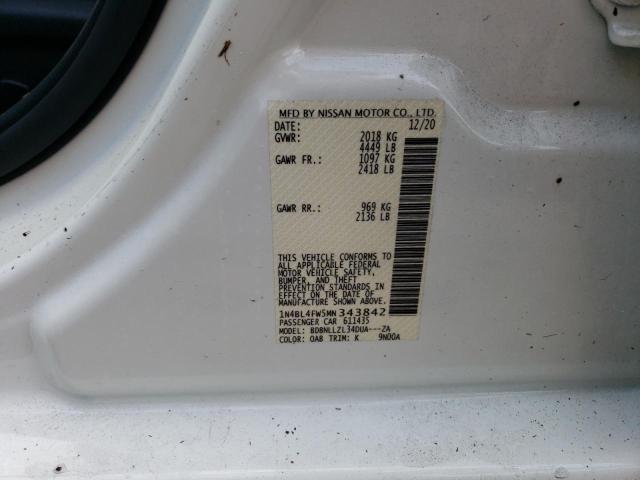 Photo 9 VIN: 1N4BL4FW5MN343842 - NISSAN ALTIMA PLA 