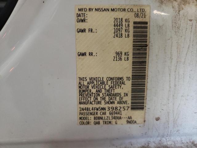 Photo 11 VIN: 1N4BL4FW5MN398257 - NISSAN ALTIMA PLA 