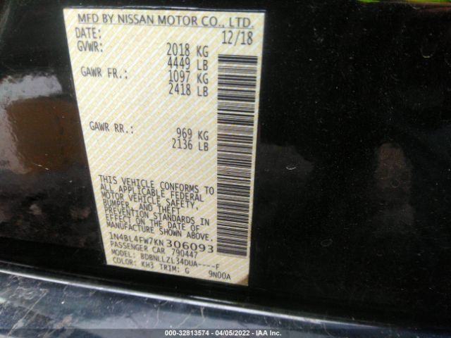 Photo 8 VIN: 1N4BL4FW7KN306093 - NISSAN ALTIMA 