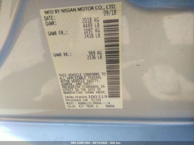 Photo 8 VIN: 1N4BL4FWXKN300319 - NISSAN ALTIMA 