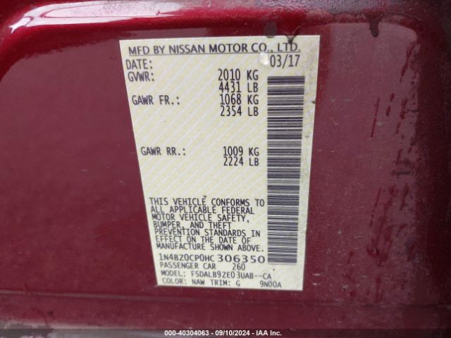 Photo 8 VIN: 1N4BZ0CP0HC306350 - NISSAN LEAF 