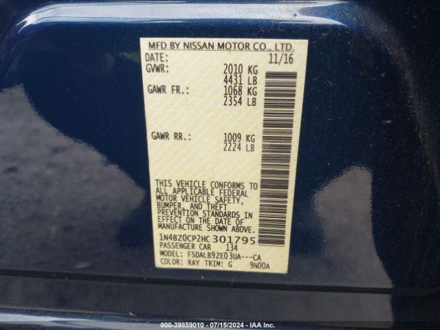 Photo 8 VIN: 1N4BZ0CP2HC301795 - NISSAN LEAF 