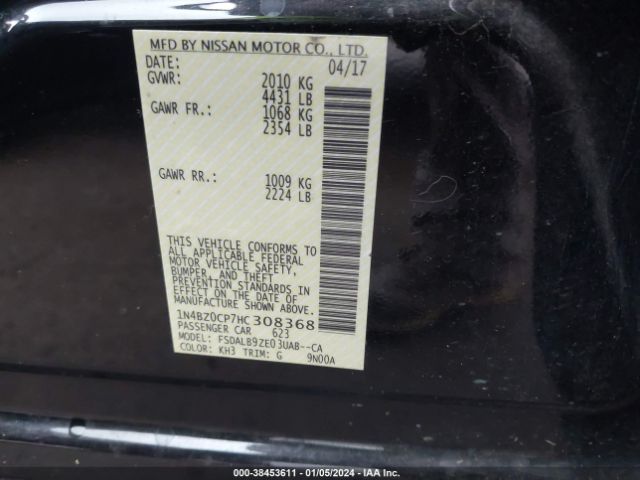 Photo 8 VIN: 1N4BZ0CP7HC308368 - NISSAN LEAF 