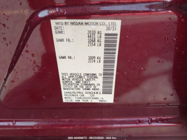 Photo 8 VIN: 1N4BZ0CP9GC300481 - NISSAN LEAF 