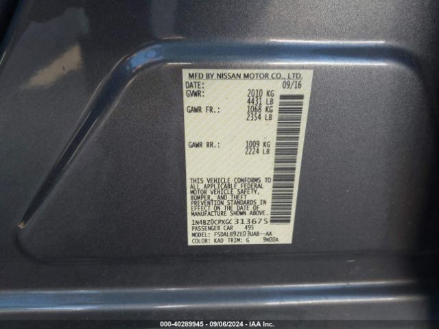 Photo 8 VIN: 1N4BZ0CPXGC313675 - NISSAN LEAF 