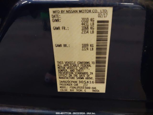 Photo 8 VIN: 1N4BZ0CPXHC305416 - NISSAN LEAF 