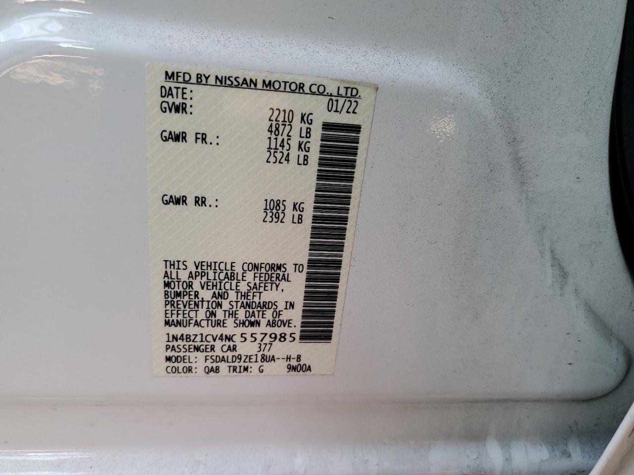 Photo 11 VIN: 1N4BZ1CV4NC557985 - NISSAN LEAF 