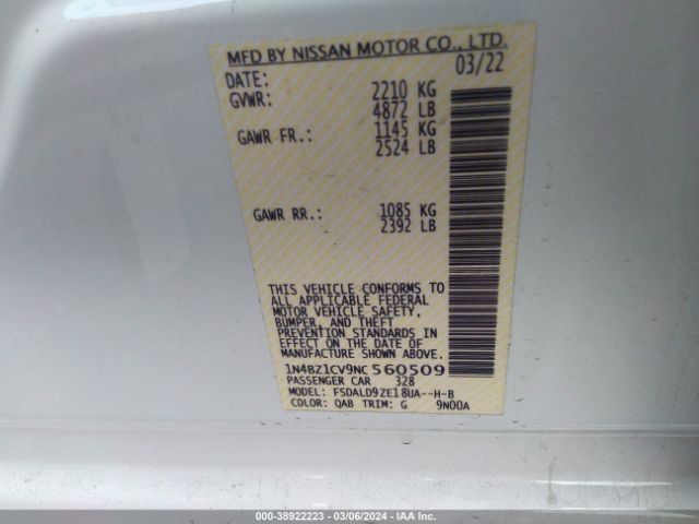 Photo 8 VIN: 1N4BZ1CV9NC560509 - NISSAN LEAF 