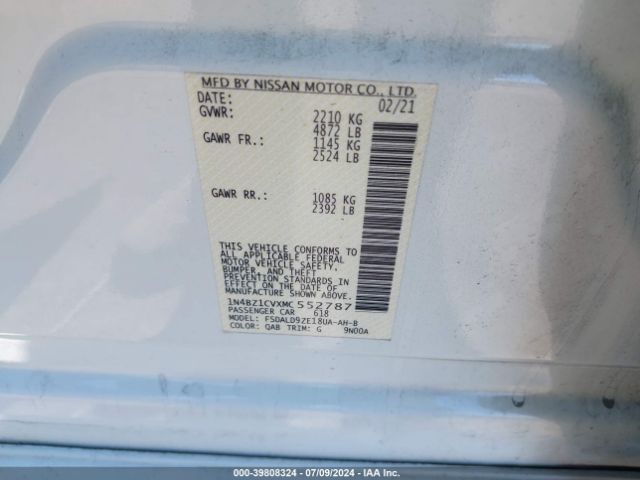 Photo 8 VIN: 1N4BZ1CVXMC552787 - NISSAN LEAF 