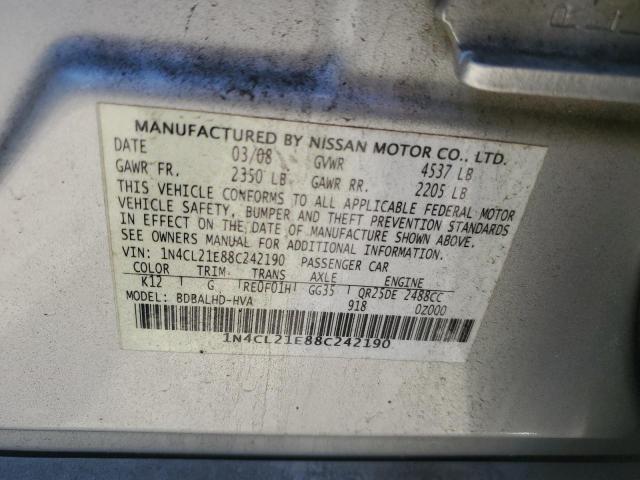 Photo 12 VIN: 1N4CL21E88C242190 - NISSAN ALTIMA HYB 