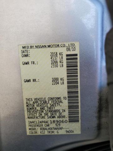 Photo 11 VIN: 1N4CL2AP4AC189060 - NISSAN ALTIMA HYB 