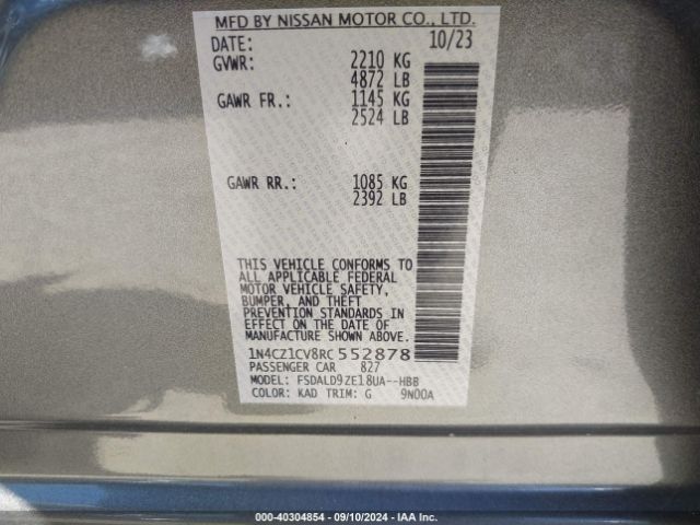 Photo 8 VIN: 1N4CZ1CV8RC552878 - NISSAN LEAF 