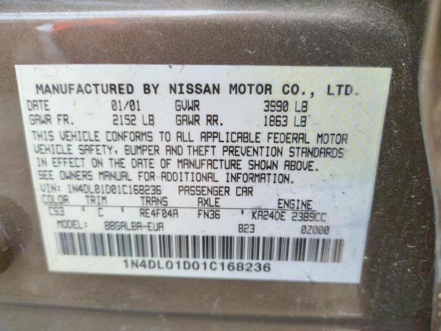 Photo 9 VIN: 1N4DL01D01C168236 - NISSAN ALTIMA XE 