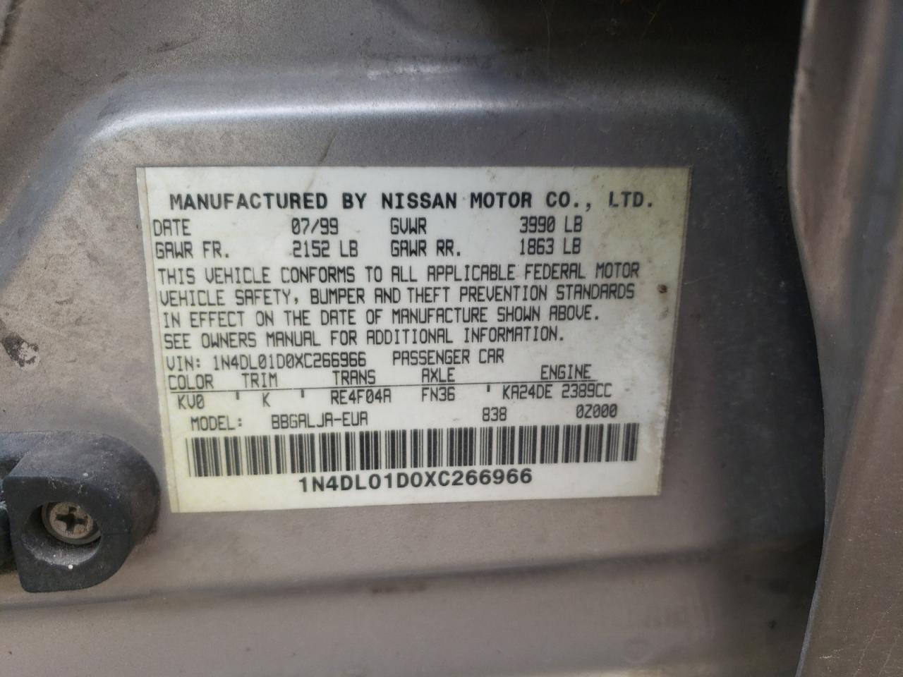 Photo 11 VIN: 1N4DL01D0XC266966 - NISSAN ALTIMA 