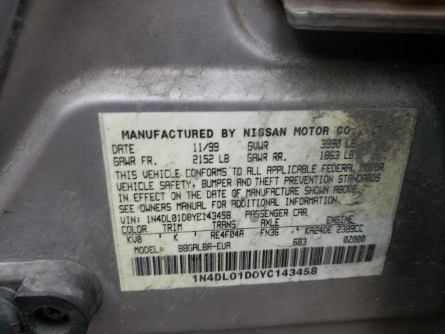 Photo 12 VIN: 1N4DL01D0YC143458 - NISSAN ALTIMA XE 