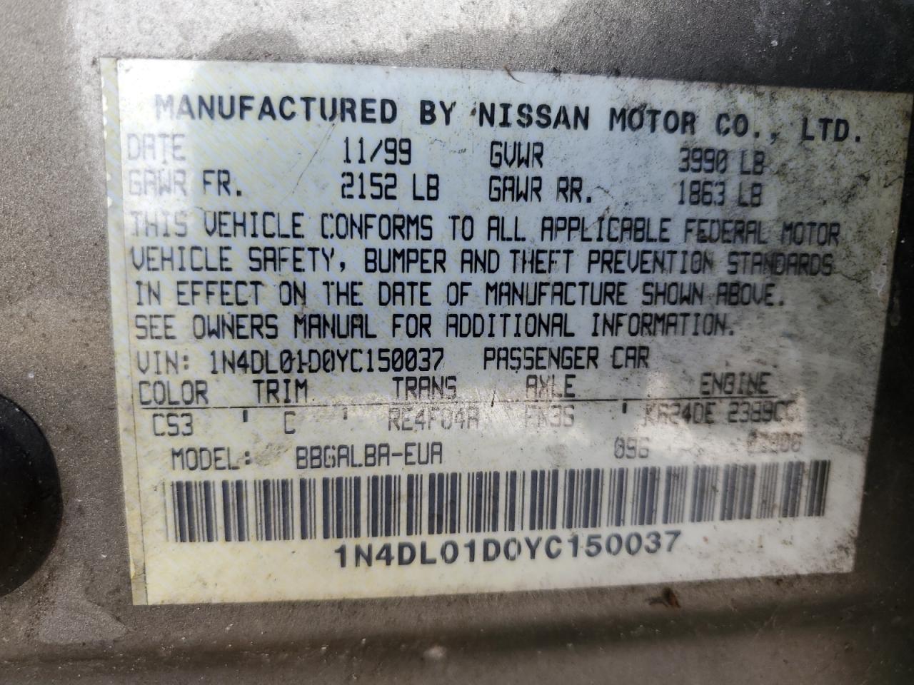 Photo 11 VIN: 1N4DL01D0YC150037 - NISSAN ALTIMA 