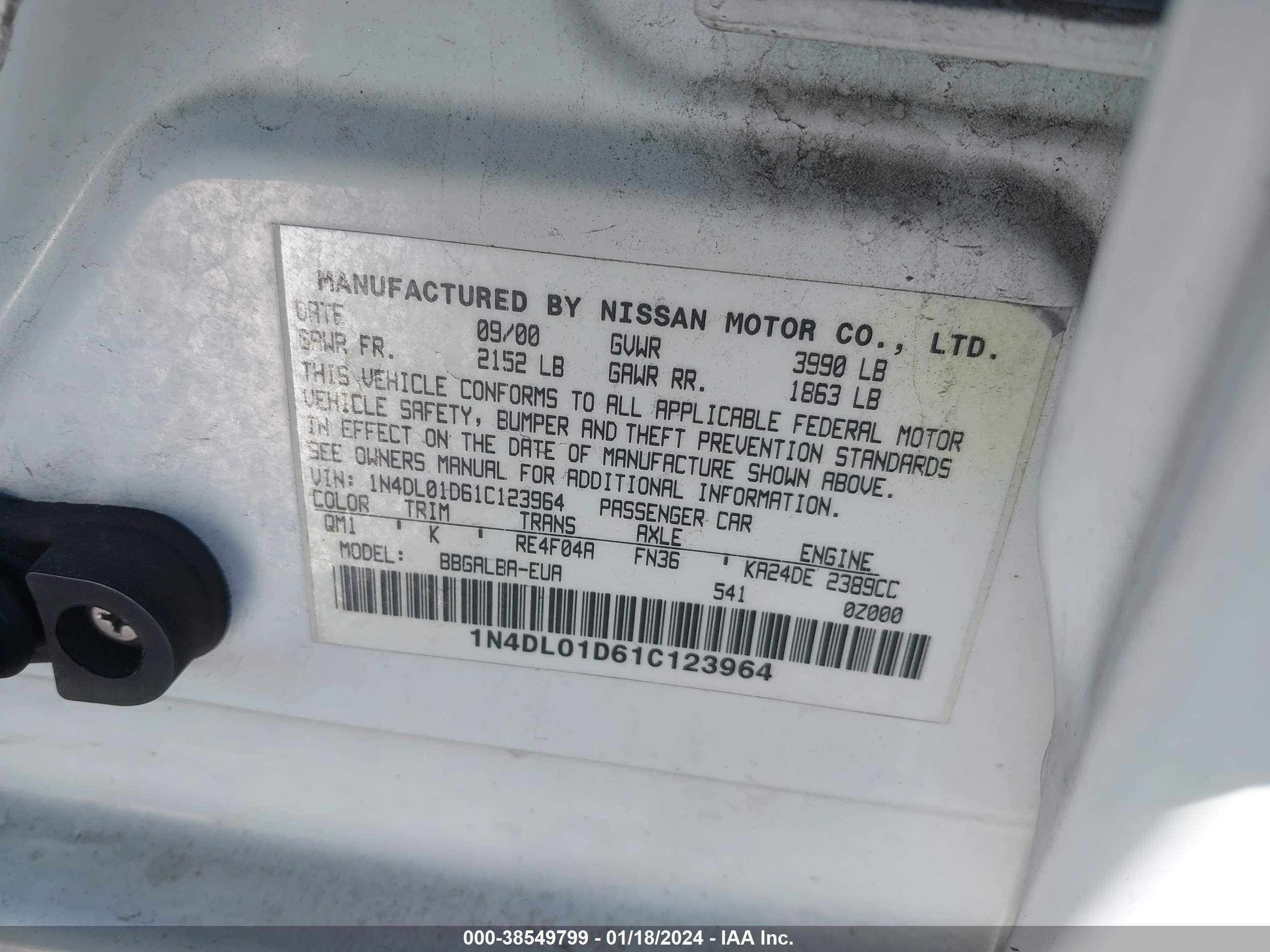 Photo 8 VIN: 1N4DL01D61C123964 - NISSAN ALTIMA 