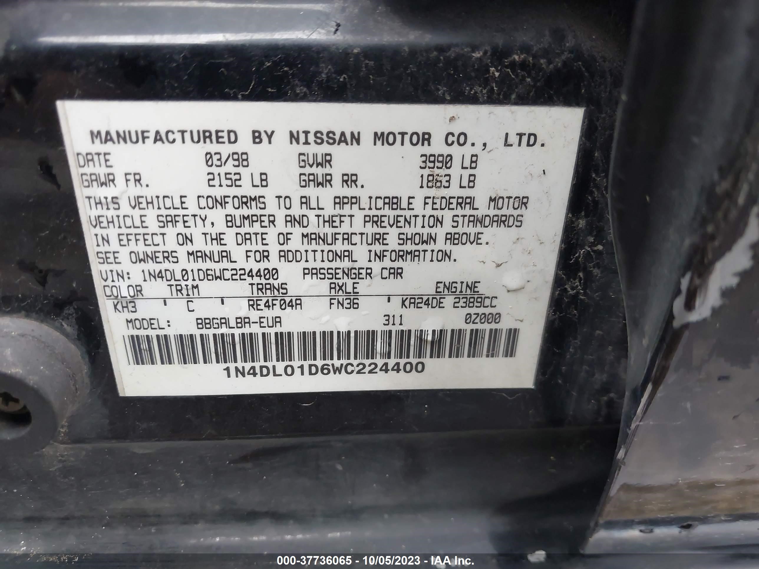 Photo 8 VIN: 1N4DL01D6WC224400 - NISSAN ALTIMA 