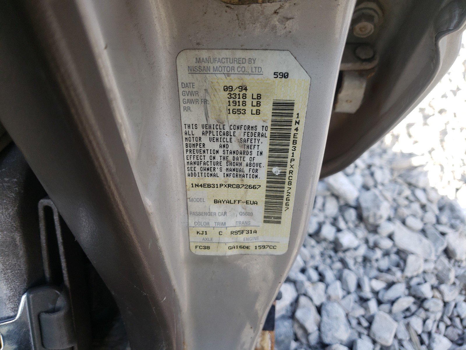 Photo 9 VIN: 1N4EB31PXRC872667 - NISSAN SENTRA E 