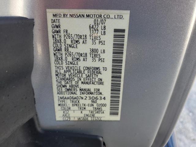 Photo 12 VIN: 1N6AA06A07N230634 - NISSAN TITAN XE 