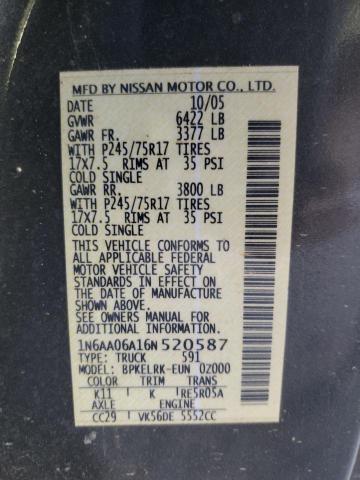 Photo 11 VIN: 1N6AA06A16N520587 - NISSAN TITAN XE 