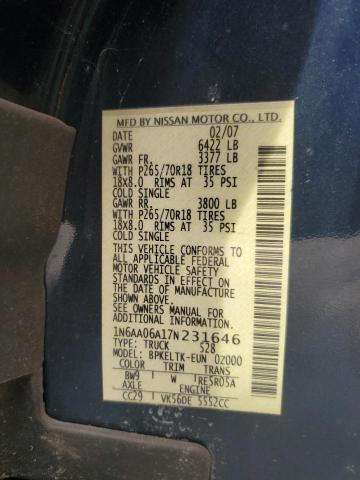 Photo 11 VIN: 1N6AA06A17N231646 - NISSAN TITAN 