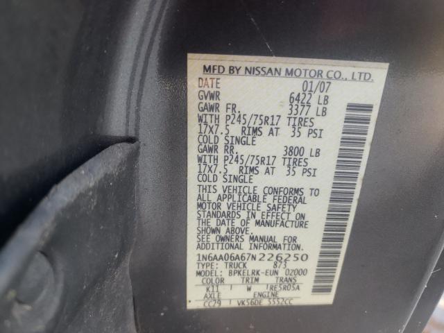 Photo 9 VIN: 1N6AA06A67N226250 - NISSAN TITAN 