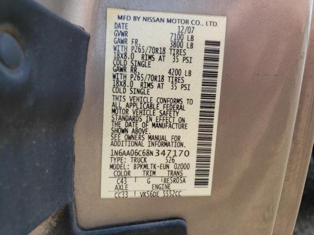 Photo 11 VIN: 1N6AA06C68N347170 - NISSAN TITAN XE 