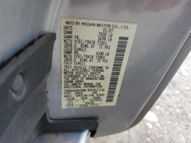 Photo 11 VIN: 1N6AA06E08N309726 - NISSAN TITAN XE 