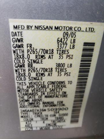 Photo 11 VIN: 1N6AA07A36N509900 - NISSAN TITAN 