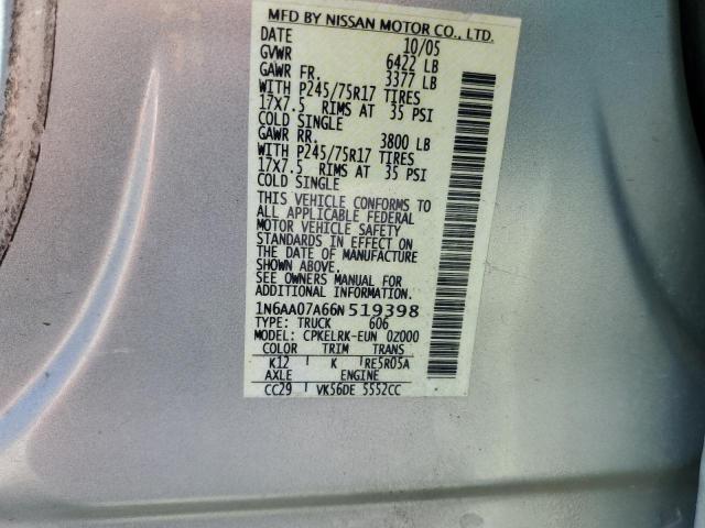 Photo 11 VIN: 1N6AA07A66N519398 - NISSAN TITAN 