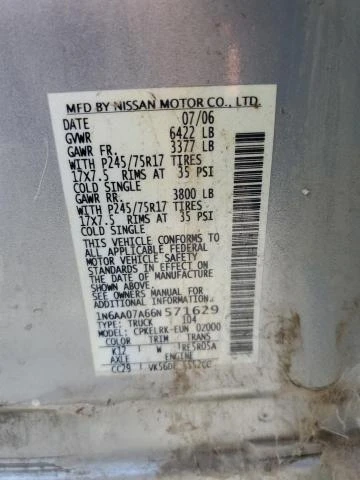 Photo 11 VIN: 1N6AA07A66N571629 - NISSAN TITAN XE 