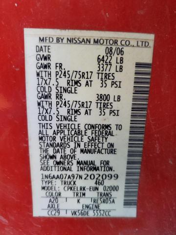 Photo 11 VIN: 1N6AA07A97N202099 - NISSAN TITAN 