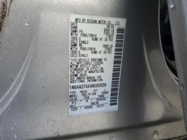 Photo 12 VIN: 1N6AA07AX4N560839 - NISSAN TITAN XE 