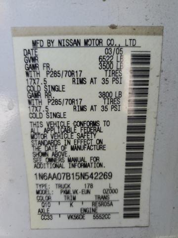 Photo 12 VIN: 1N6AA07B15N542269 - NISSAN TITAN 