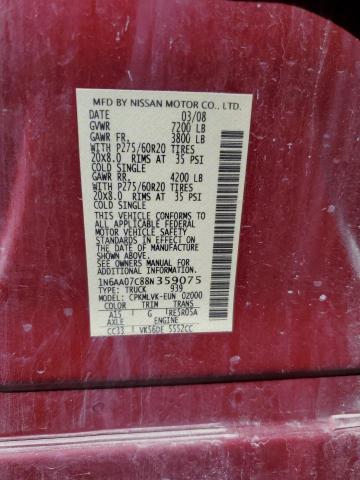 Photo 12 VIN: 1N6AA07C88N359075 - NISSAN TITAN XE 