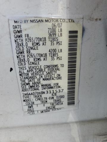 Photo 11 VIN: 1N6AA07DX8N311537 - NISSAN TITAN XE 