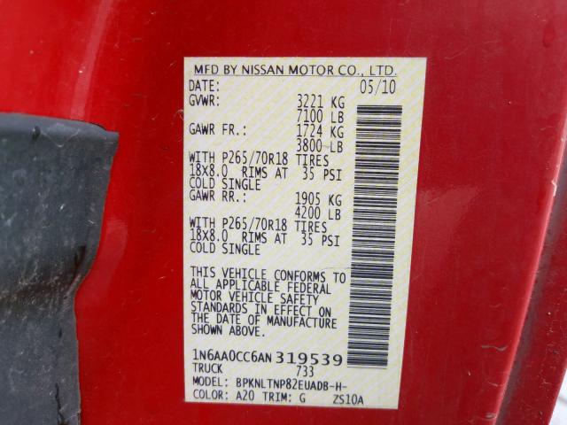 Photo 9 VIN: 1N6AA0CC6AN319539 - NISSAN TITAN XE 