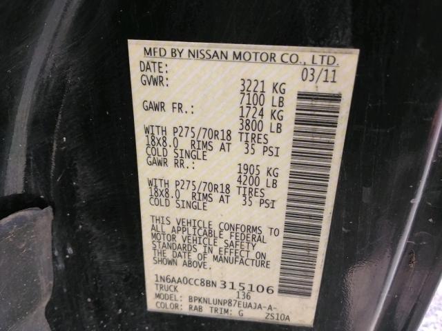 Photo 9 VIN: 1N6AA0CC8BN315106 - NISSAN TITAN S 