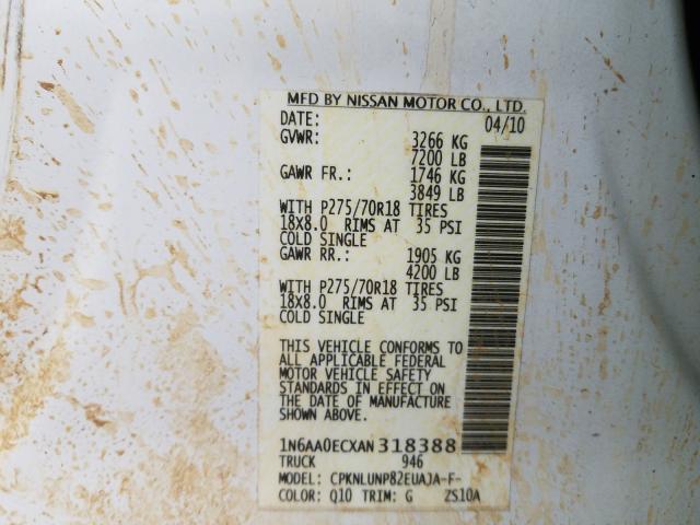 Photo 9 VIN: 1N6AA0ECXAN318388 - NISSAN TITAN XE 