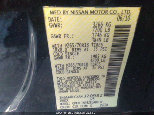 Photo 8 VIN: 1N6AA0ECXAN320982 - NISSAN TITAN 