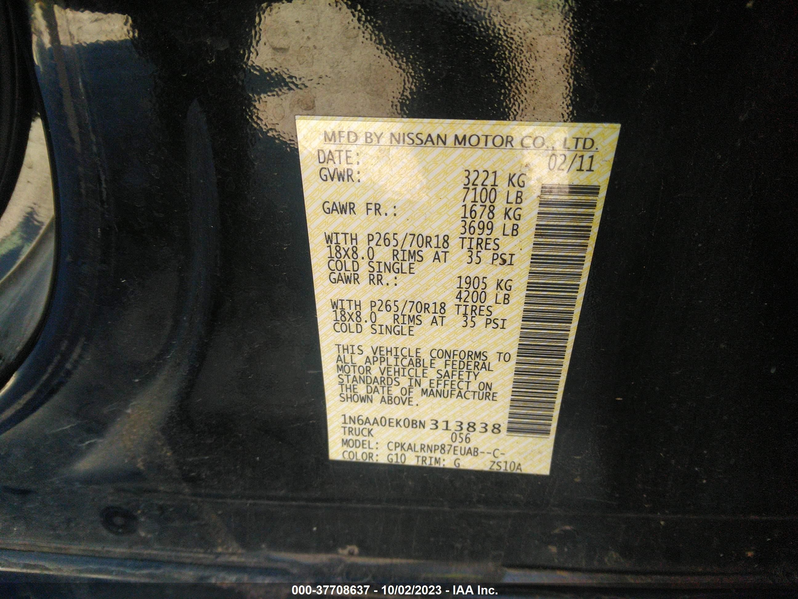 Photo 8 VIN: 1N6AA0EK0BN313838 - NISSAN TITAN 