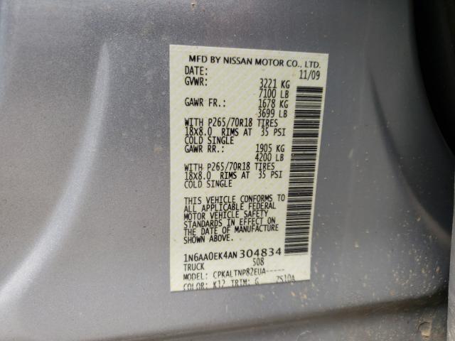 Photo 9 VIN: 1N6AA0EK4AN304834 - NISSAN TITAN XE 