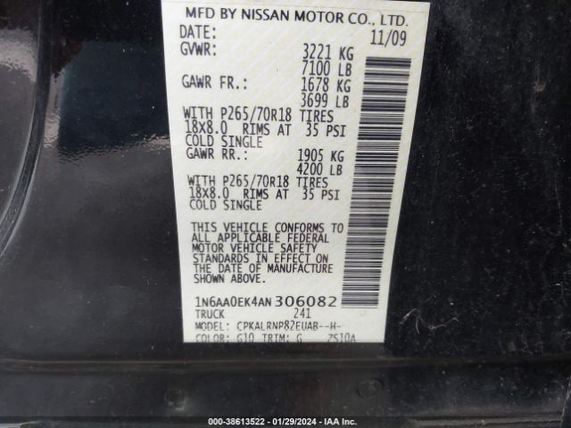 Photo 8 VIN: 1N6AA0EK4AN306082 - NISSAN TITAN 