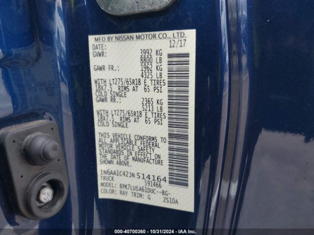 Photo 8 VIN: 1N6AA1C42JN514164 - NISSAN TITAN 