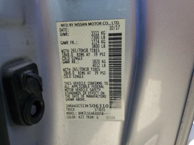 Photo 12 VIN: 1N6AA1C51JN506310 - NISSAN TITAN SV 